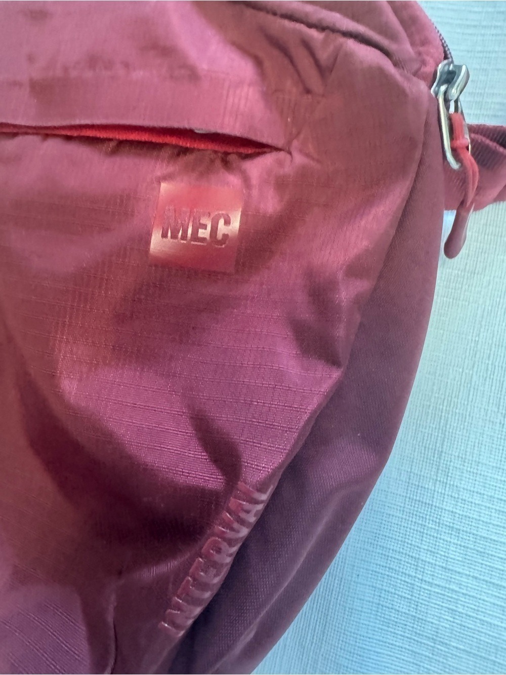 Circular Burgundy Crossbody Bag with Front Zip Pocket - Picture 6 of 8